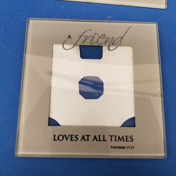 Six piece photo coaster set with black wood holder Faith can hold pictures - Picture 6 of 11